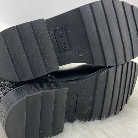 Steve Madden | girls tall glitter boots 4.0 jjosette black with cheetah print - Picture 7 of 8